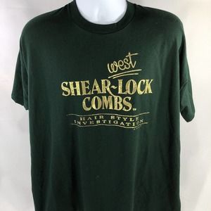 Vintage Shear Lock Combs Hair Style Investigation Single Stitch USA Made Shirt